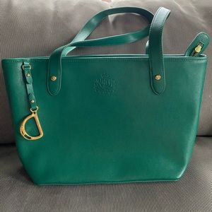 Ralph Lauren Sloan Street Tote in Green Leather
